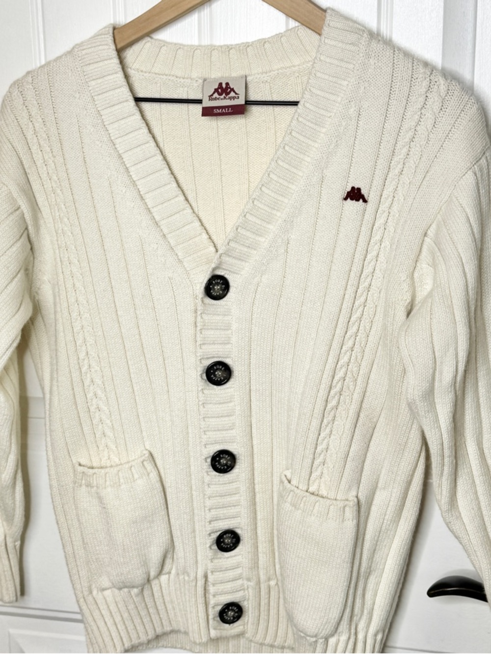 Robe di Kappa Cardigan Made in Italy Wool Blend Cream Knit Sweater Small